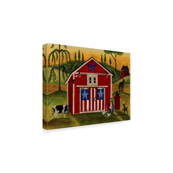 Cheryl Bartley 'Sunrise Red White Blue Barn' Canvas Art,35x47